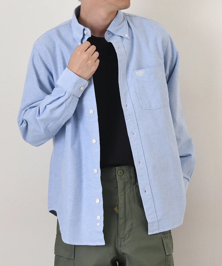 アヴィレックス AVIREX DAILY ベーシック オックスフォード ボタンダウンシャツ メンズ 長袖 シャツ 綿100％ トップス シンプル かっこいい おしゃれ 大人 カジュアルシ