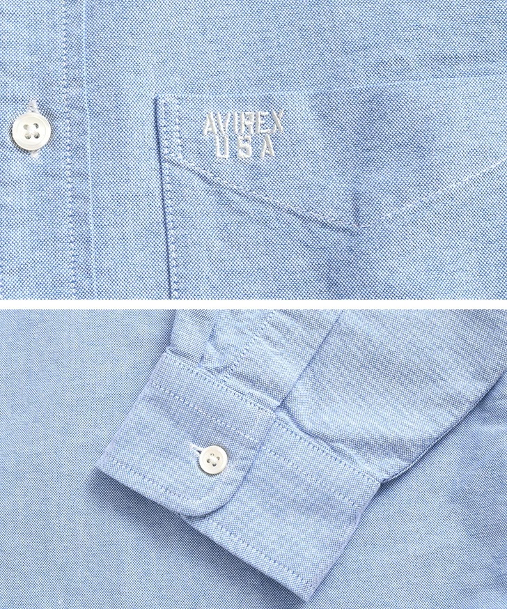 アヴィレックス AVIREX DAILY ベーシック オックスフォード ボタンダウンシャツ メンズ 長袖 シャツ 綿100％ トップス シンプル かっこいい おしゃれ 大人 カジュアルシ