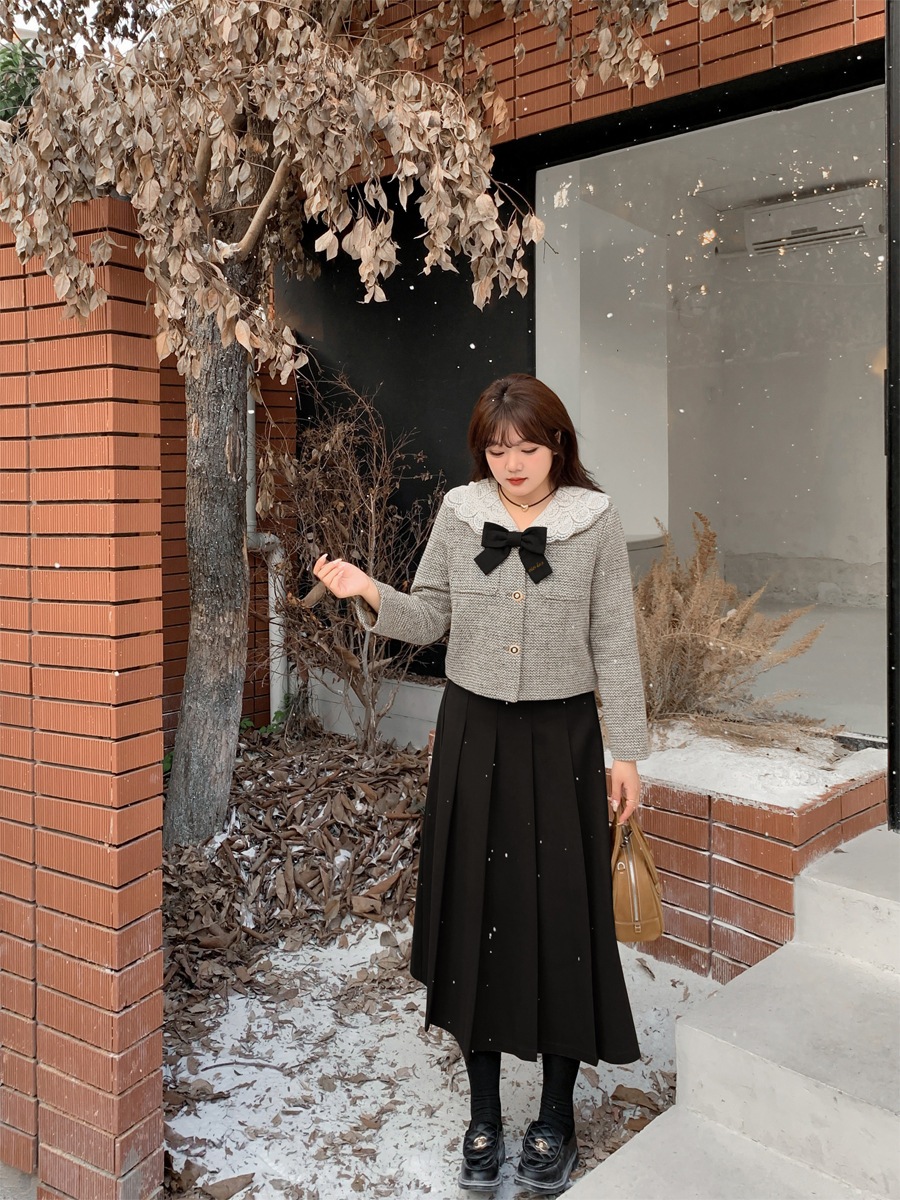 【ぽちゃまに】 冬 上下セット ニット プリーツスカート 蝶結び レトロ 大きいサイズ 体型カバー レディース セットアップ メガ割 【ぽちゃまに】 冬 上下セット ニット プリーツスカート 蝶結び レトロ 大きいサイズ 体型カバー レディース セットアップ メガ割