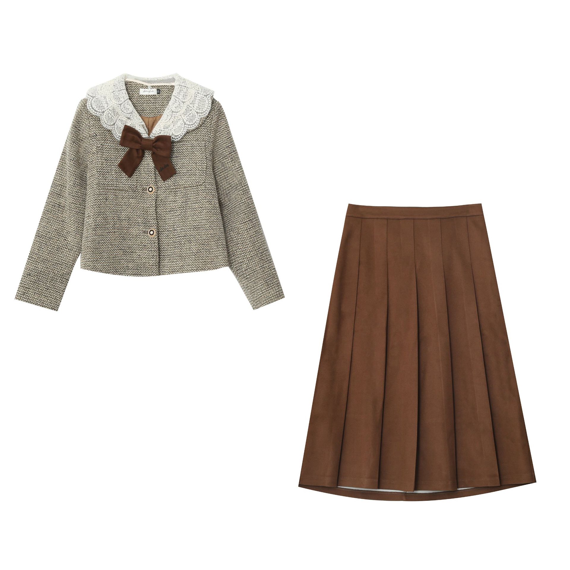 【ぽちゃまに】 冬 上下セット ニット プリーツスカート 蝶結び レトロ 大きいサイズ 体型カバー レディース セットアップ メガ割 【ぽちゃまに】 冬 上下セット ニット プリーツスカート 蝶結び レトロ 大きいサイズ 体型カバー レディース セットアップ メガ割