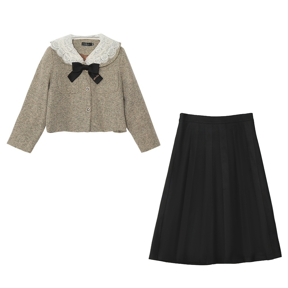 【ぽちゃまに】 冬 上下セット ニット プリーツスカート 蝶結び レトロ 大きいサイズ 体型カバー レディース セットアップ メガ割 【ぽちゃまに】 冬 上下セット ニット プリーツスカート 蝶結び レトロ 大きいサイズ 体型カバー レディース セットアップ メガ割