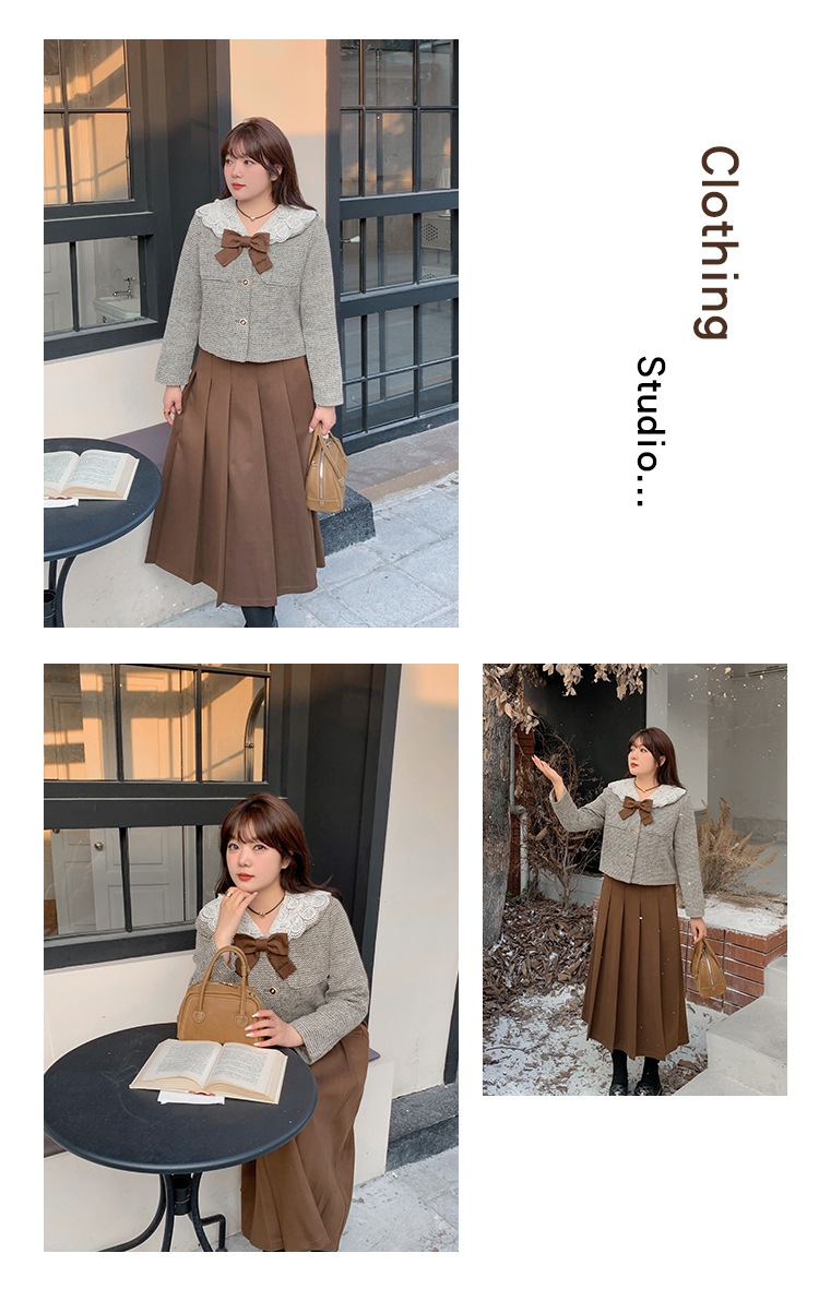 【ぽちゃまに】 冬 上下セット ニット プリーツスカート 蝶結び レトロ 大きいサイズ 体型カバー レディース セットアップ メガ割 【ぽちゃまに】 冬 上下セット ニット プリーツスカート 蝶結び レトロ 大きいサイズ 体型カバー レディース セットアップ メガ割