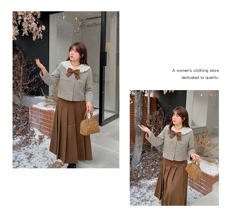 【ぽちゃまに】 冬 上下セット ニット プリーツスカート 蝶結び レトロ 大きいサイズ 体型カバー レディース セットアップ メガ割 【ぽちゃまに】 冬 上下セット ニット プリーツスカート 蝶結び レトロ 大きいサイズ 体型カバー レディース セットアップ メガ割