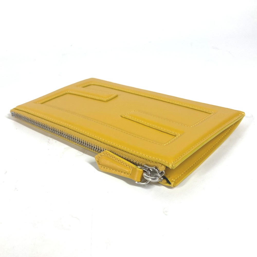 クラッチバッグ 7N0114 ロゴ FFロゴ ポーチバケット カバン ポーチ レザー イエロー クラッチバッグ 7N0114 ロゴ FFロゴ ポーチバケット カバン ポーチ レザー イエロー