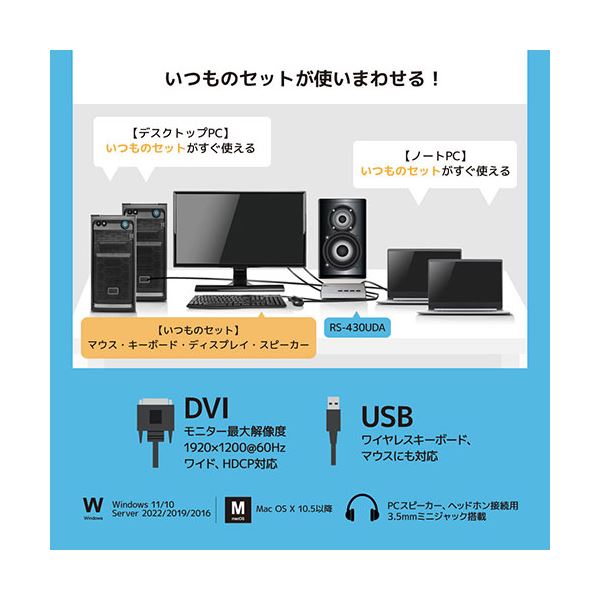 DVIパソコン切替器（4台用） RS-430UDA
