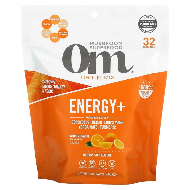 Om Mushrooms　エナジードリンクミックスシトラスオレンジ7.05オンス（200g）