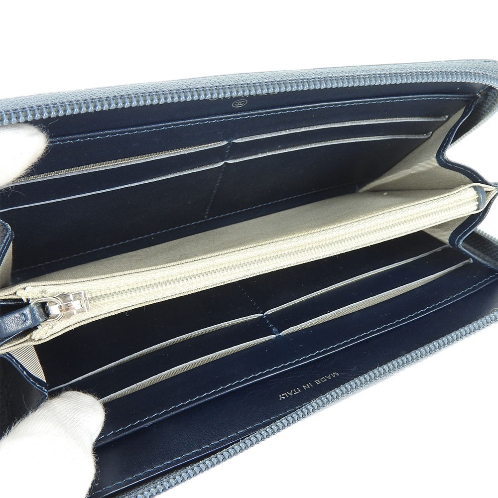 中古 シャネル ラウンドファスナー 長財布 ウォレット キャビアスキン ブルー系 青 17番台 ココマーク シルバー金具 レディース 女性 CHANEL wallet blue coco Caviar 中古 シャネル ラウンドファスナー 長財布 ウォレット キャビアスキン ブルー系 青 17番台 ココマーク シルバー金具 レディース 女性 CHANEL wallet blue coco Caviar