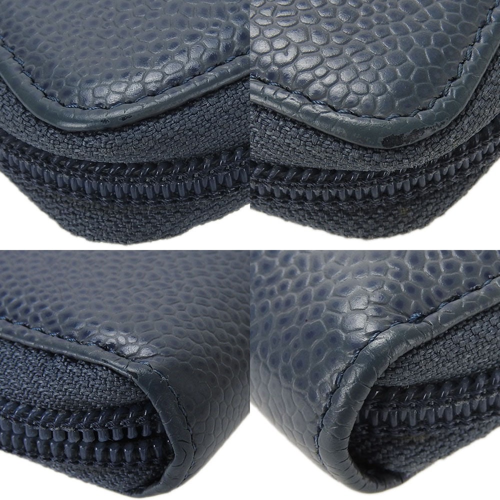 中古 シャネル ラウンドファスナー 長財布 ウォレット キャビアスキン ブルー系 青 17番台 ココマーク シルバー金具 レディース 女性 CHANEL wallet blue coco Caviar 中古 シャネル ラウンドファスナー 長財布 ウォレット キャビアスキン ブルー系 青 17番台 ココマーク シルバー金具 レディース 女性 CHANEL wallet blue coco Caviar