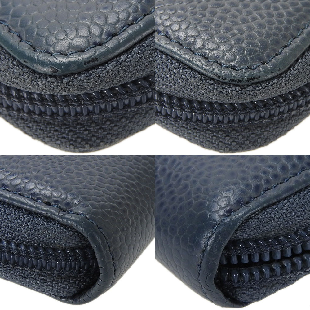 中古 シャネル ラウンドファスナー 長財布 ウォレット キャビアスキン ブルー系 青 17番台 ココマーク シルバー金具 レディース 女性 CHANEL wallet blue coco Caviar 中古 シャネル ラウンドファスナー 長財布 ウォレット キャビアスキン ブルー系 青 17番台 ココマーク シルバー金具 レディース 女性 CHANEL wallet blue coco Caviar