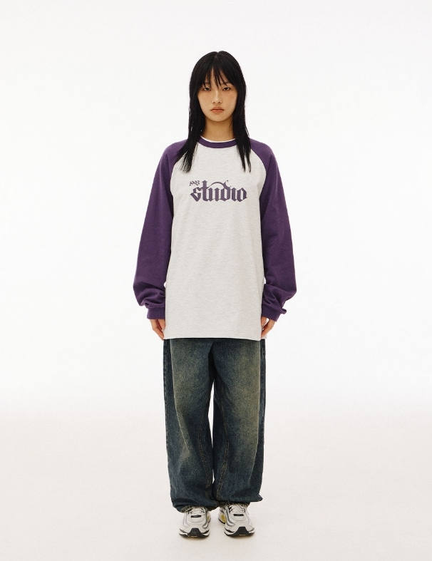 【1993studio】24SS★ Original Retro Logo Raglan Long Sleeve unisex-34-sleeve-raglan-shirt-