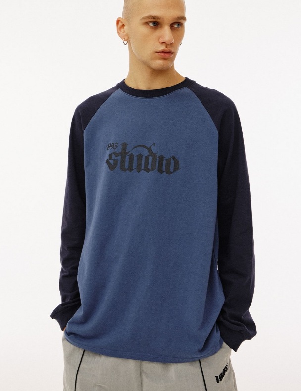 1993studio] Original Retro Logo Raglan Long Sleeve Tシャツ