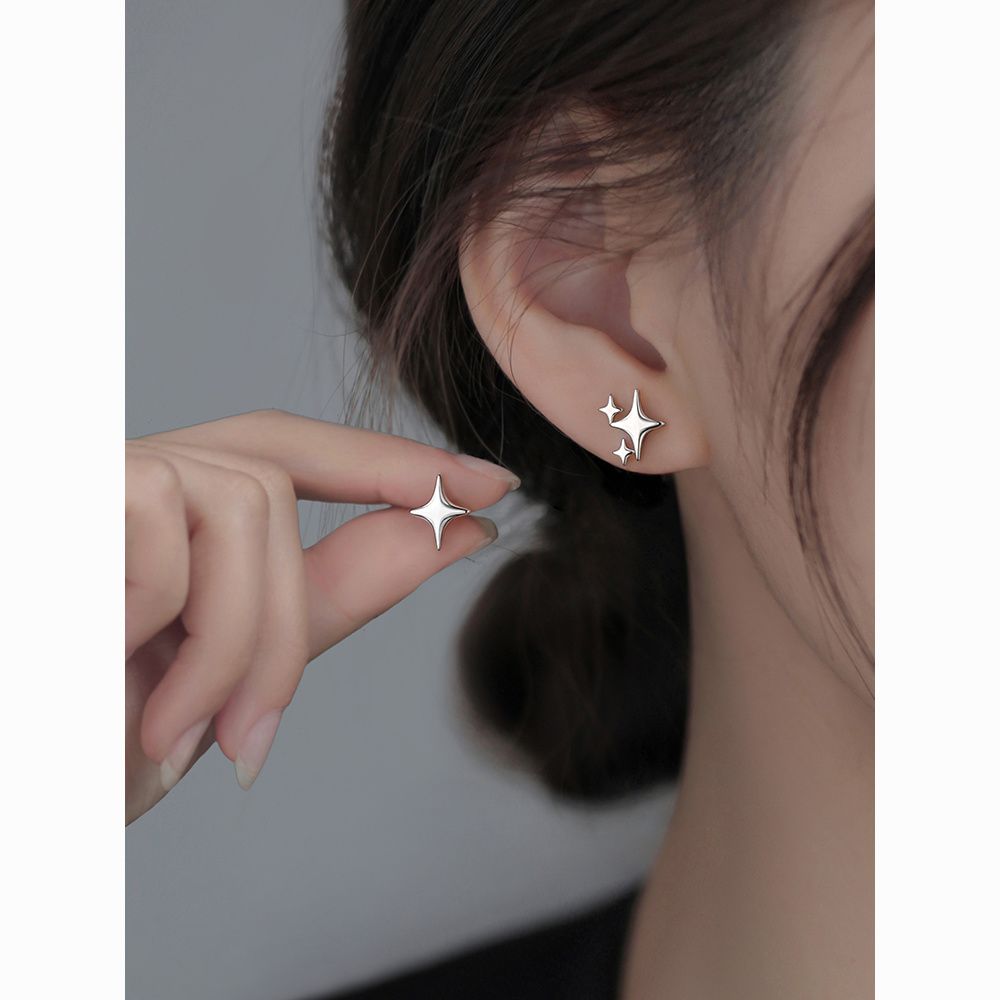 100psc四芒星ピアス女性大衆デザイン感星2024シンプル新イヤリングins高級耳穴ピアス
