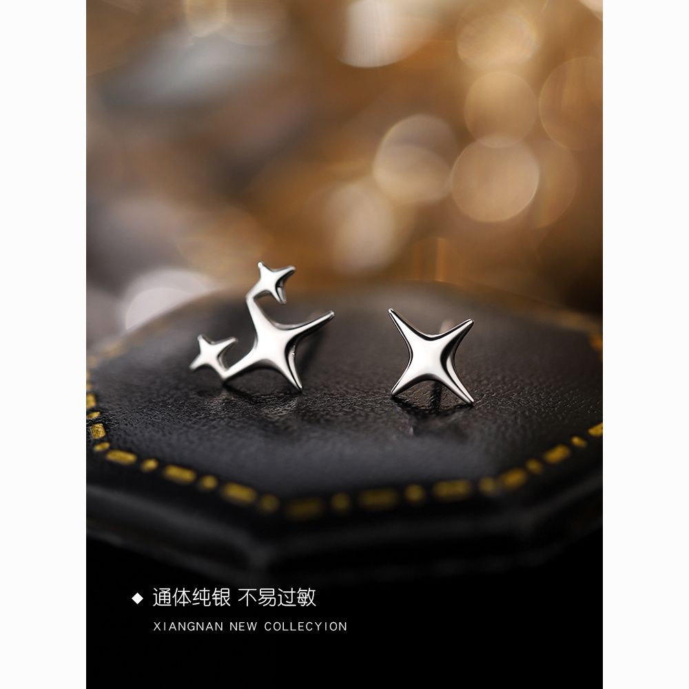 100psc四芒星ピアス女性大衆デザイン感星2024シンプル新イヤリングins高級耳穴ピアス