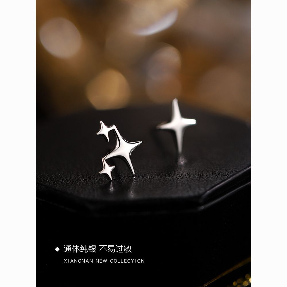 100psc四芒星ピアス女性大衆デザイン感星2024シンプル新イヤリングins高級耳穴ピアス