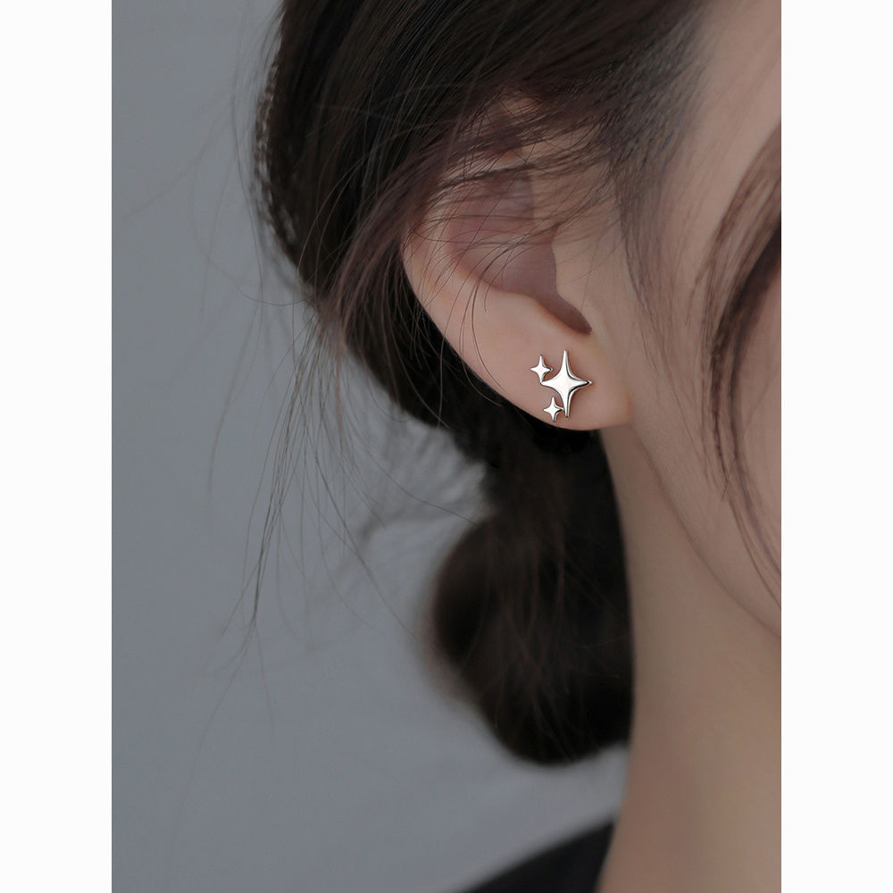 100psc四芒星ピアス女性大衆デザイン感星2024シンプル新イヤリングins高級耳穴ピアス