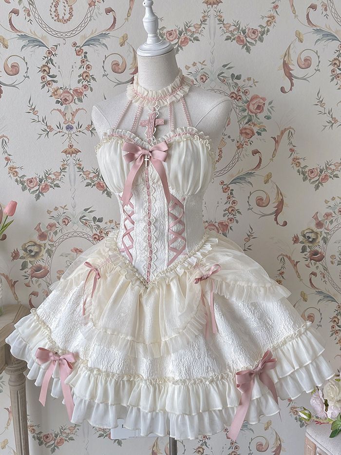 【十字姫】 ロリータドレス ゴシック JSK エレガント 可愛い ドレス 二次元 ワンピース メイド 洋装 バレエドレ