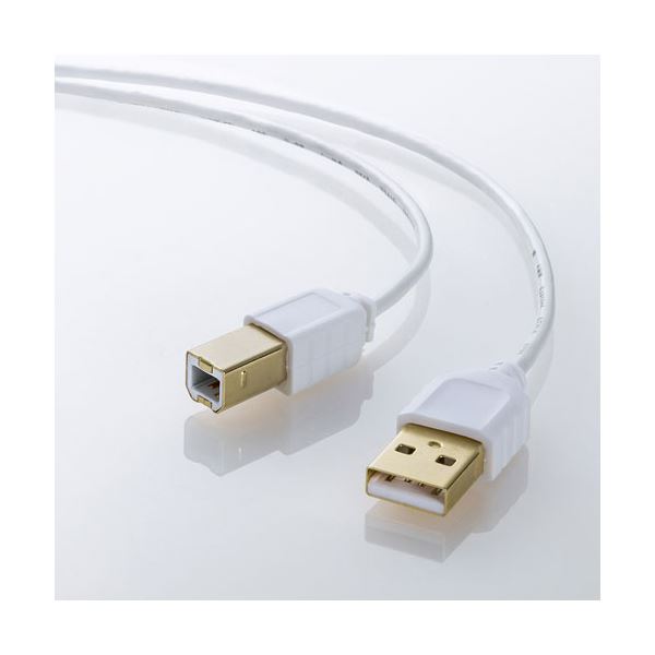 (5個セット) サンワサプライ 極細USBケーブル （USB2.0 A-Bタイプ） 2m KU20-SL20WKX5