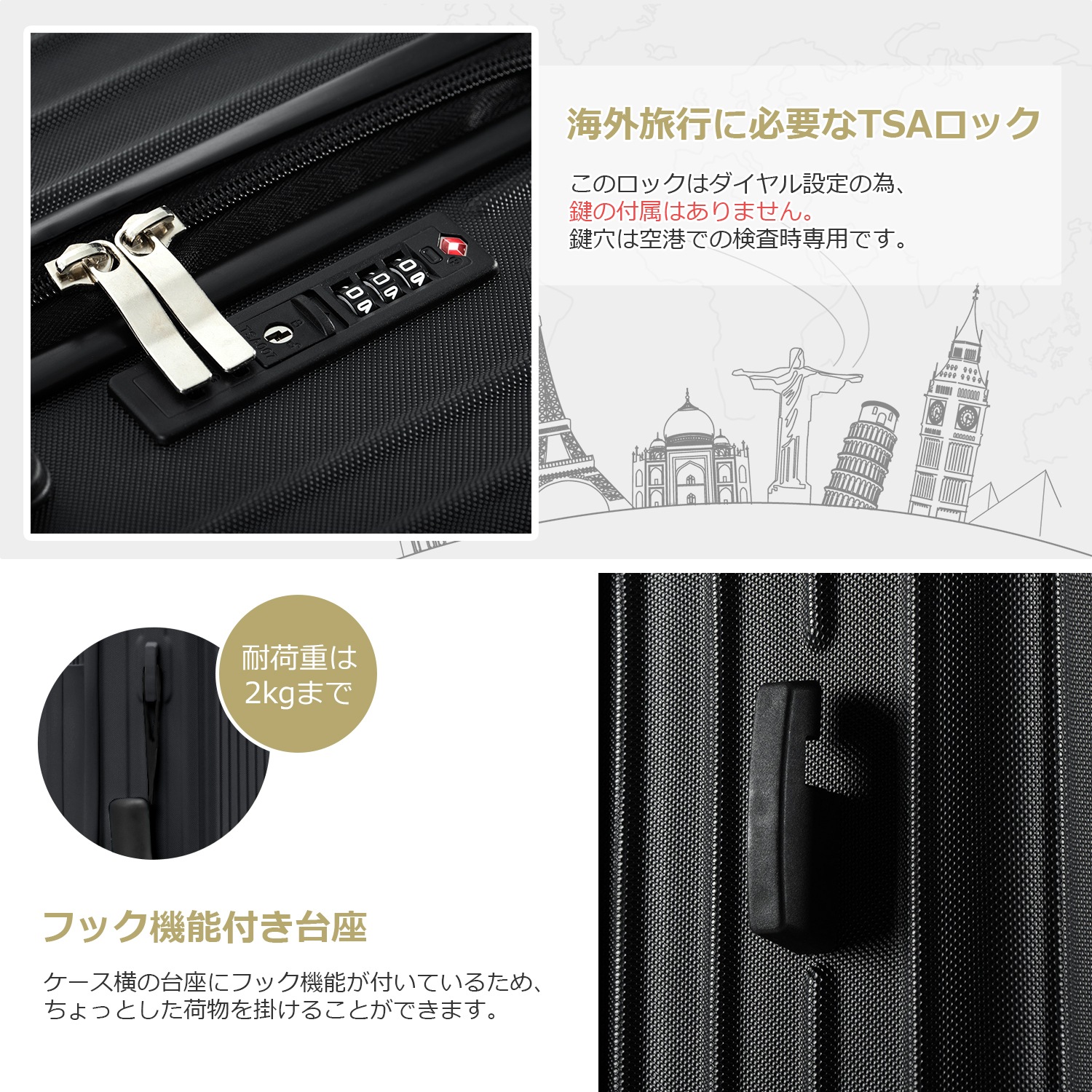 【国内発送.送.料.無.料！】スーツケース Mサイズ キャリーケース キャリーバッグ Mサイズ ストッパー付き アルミコーナーパッド 3日~7日 大容量超軽量 軽い おしゃれ かわいいダブルキャスター