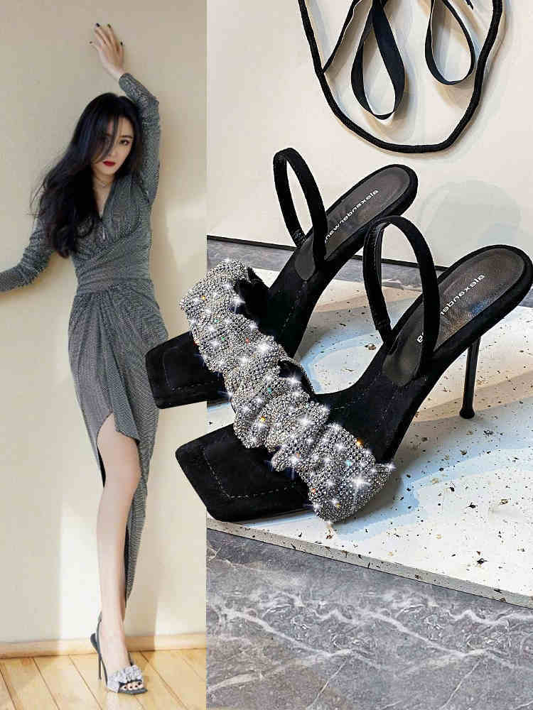 ミュールサンダル ミュール サンダル PU レザー ピンヒール スクエア