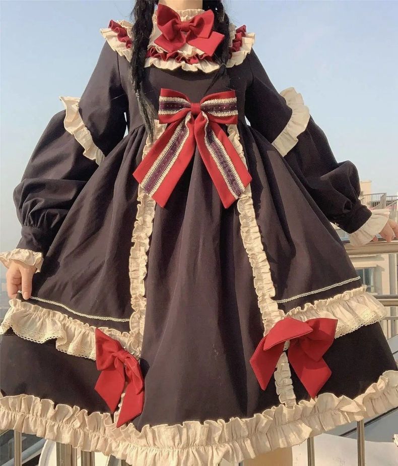 ロリータ 二次元 スカート白雪姫 少女長袖ロリータop かわいい ワンピース