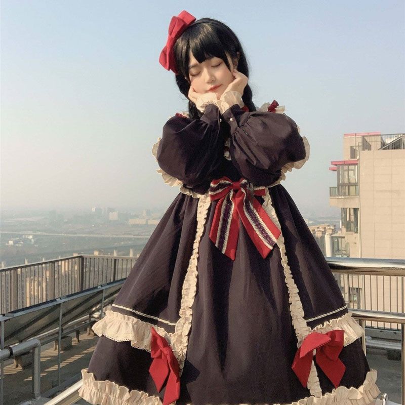ロリータ 二次元 スカート白雪姫 少女長袖ロリータop かわいい ワンピース