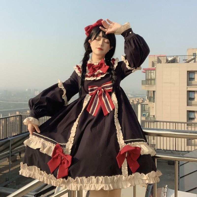 ロリータ 二次元 スカート白雪姫 少女長袖ロリータop かわいい ワンピース
