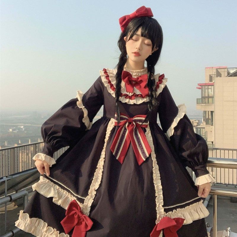 ロリータ 二次元 スカート白雪姫 少女長袖ロリータop かわいい ワンピース