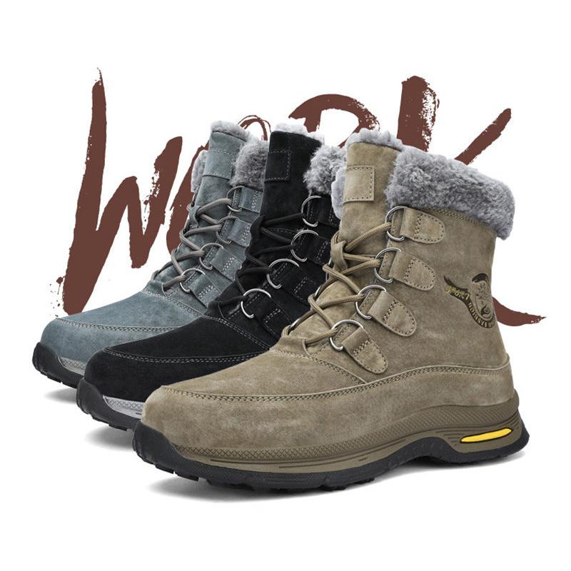 ムートンブーツロングブーツメンズ裏起毛作業用スIキーワークブーツボア雪靴シューズカジュアル撥水厚底アウトドア防滑