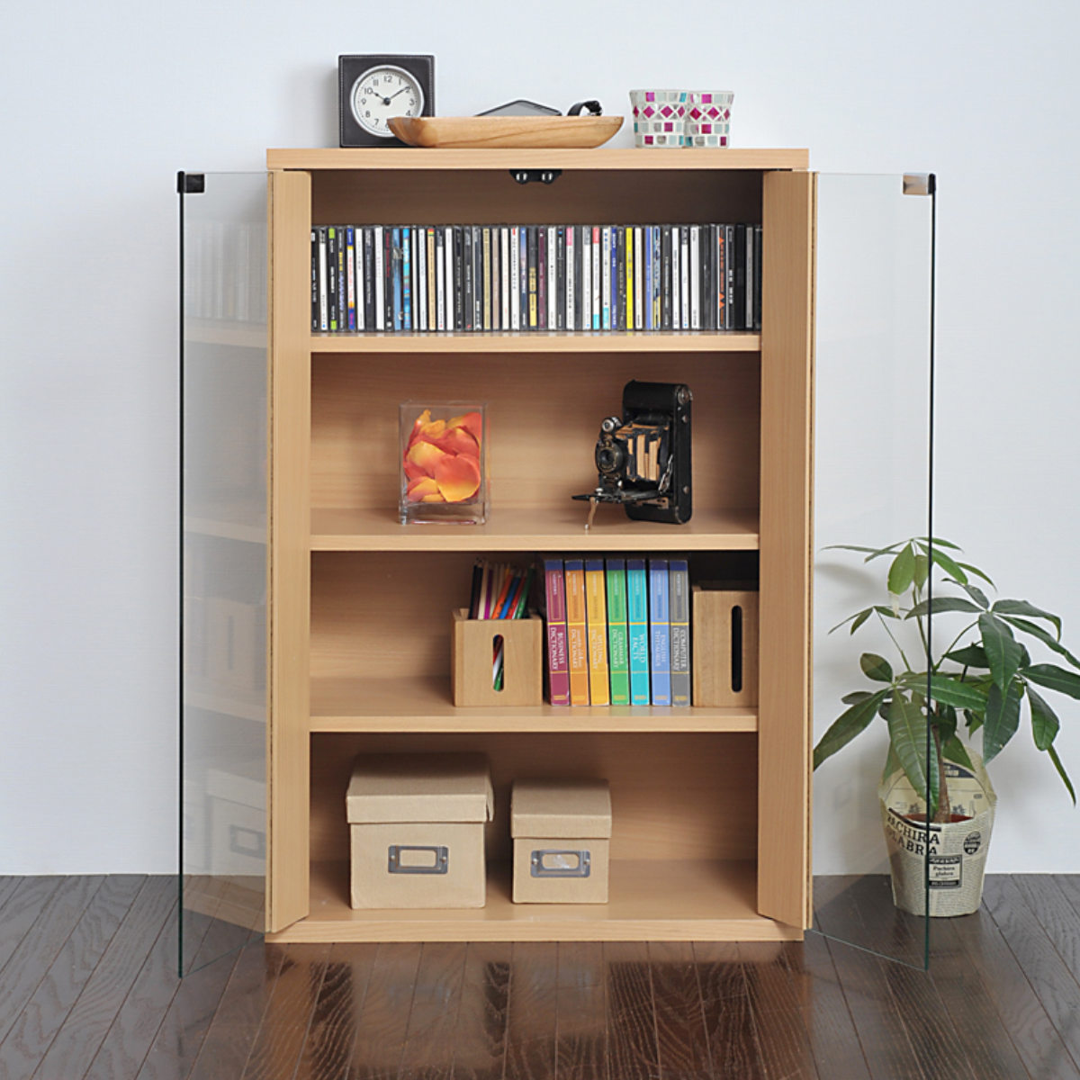 ディスプレイラック 幅60cm 本棚 ガラス扉 ボックスラックシリーズ キャビネット ガラス 飾り棚 ラック ディスプレイ 収納 コレクション 可動棚 組み合わせ