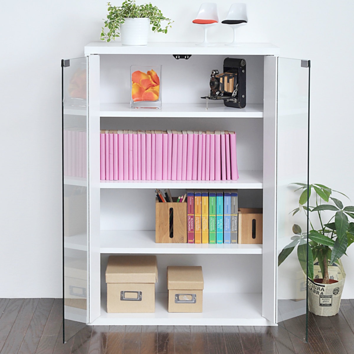 ディスプレイラック 幅60cm 本棚 ガラス扉 ボックスラックシリーズ キャビネット ガラス 飾り棚 ラック ディスプレイ 収納 コレクション 可動棚 組み合わせ