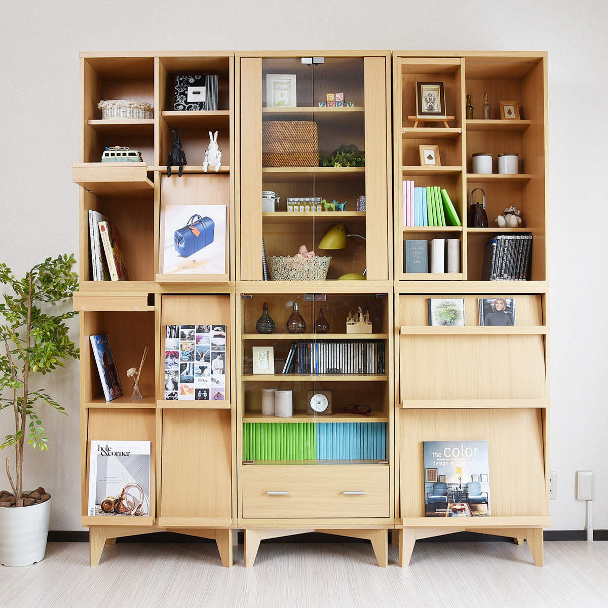 ディスプレイラック 幅60cm 本棚 ガラス扉 ボックスラックシリーズ キャビネット ガラス 飾り棚 ラック ディスプレイ 収納 コレクション 可動棚 組み合わせ