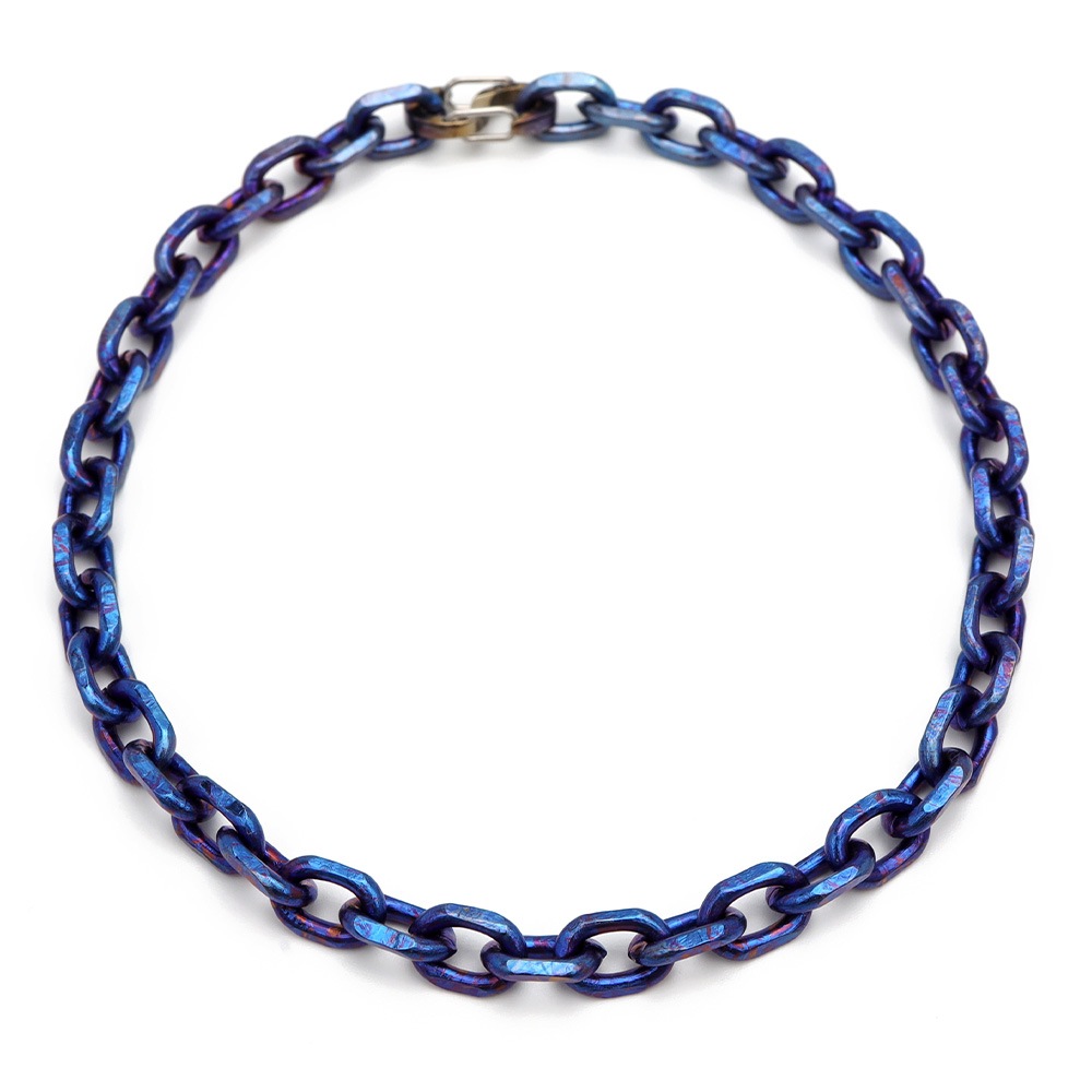 チタン 小豆チェーンブレスレット幅5mm [b554-blue-5mm]