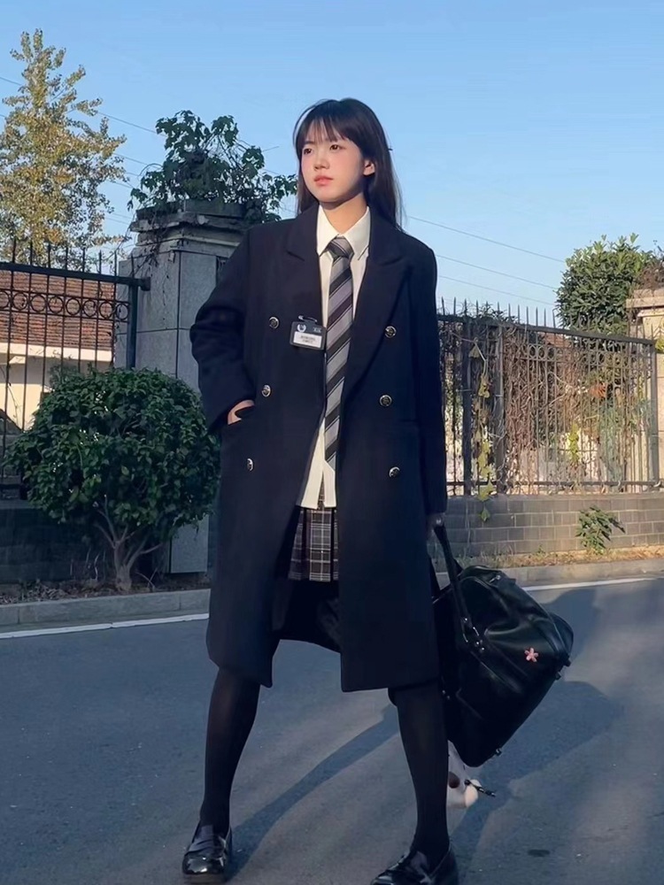 JK制服 ラジャー トレンチコート 厚手 チェスターコート 女子高校生 学院風 コート