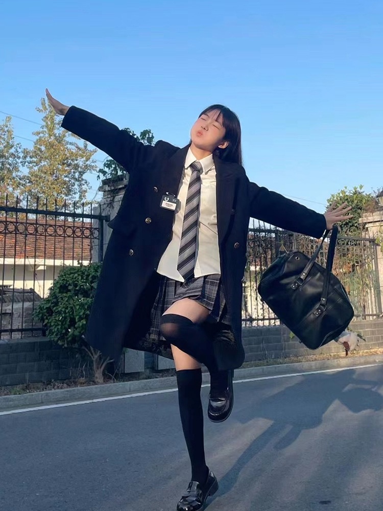 JK制服 ラジャー トレンチコート 厚手 チェスターコート 女子高校生 学院風 コート