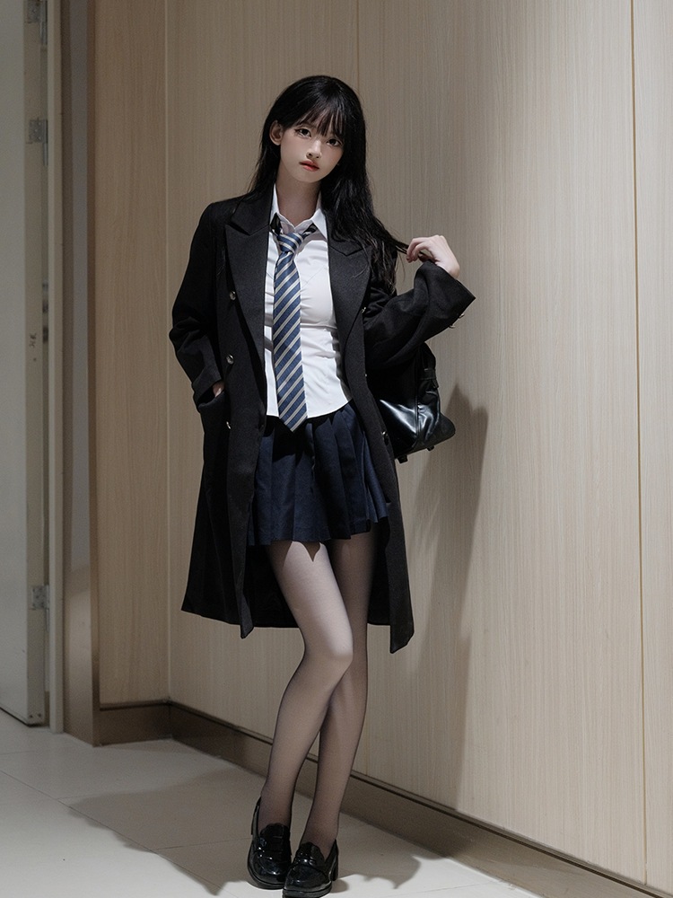 JK制服 ラジャー トレンチコート 厚手 チェスターコート 女子高校生 学院風 コート