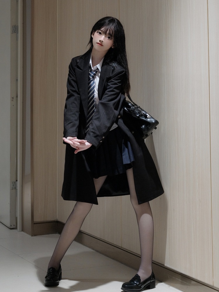JK制服 ラジャー トレンチコート 厚手 チェスターコート 女子高校生 学院風 コート