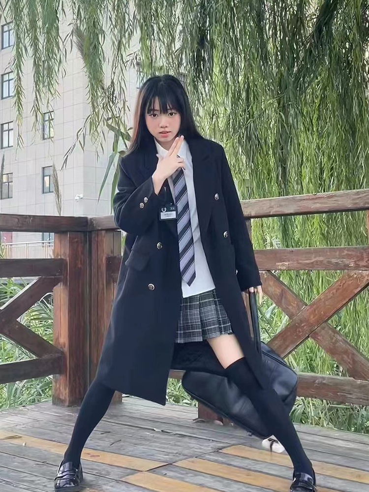 JK制服 ラジャー トレンチコート 厚手 チェスターコート 女子高校生 学院風 コート
