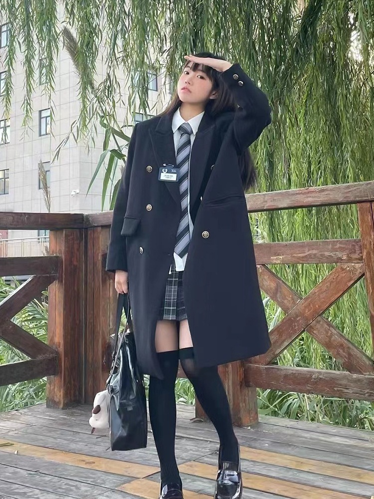 JK制服 ラジャー トレンチコート 厚手 チェスターコート 女子高校生 学院風 コート