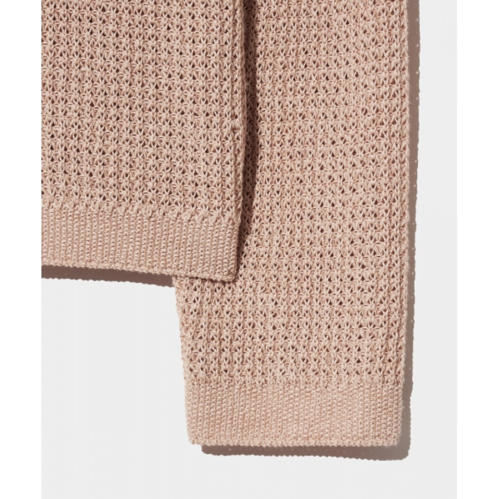 SATUR ロゴ刺繍入りクルーネックニットピーチコーラル SATUR ロゴ刺繍入りクルーネックニットピーチコーラル