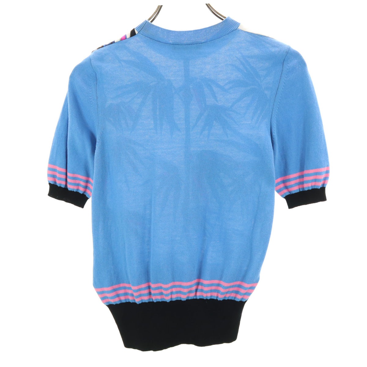 イタリア製 半袖 セーター XS ブルー系 レディース 古着 イタリア製 半袖 セーター XS ブルー系 レディース 古着