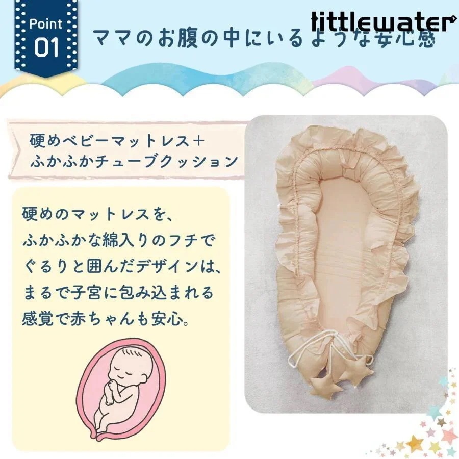 ベビーベッド 添い寝 持ち運び ミニ クッション ベッドインベッド 赤ちゃん ベッド ベビー ベビーベット ベビークッション おむつ交換台 フリル コンパクト