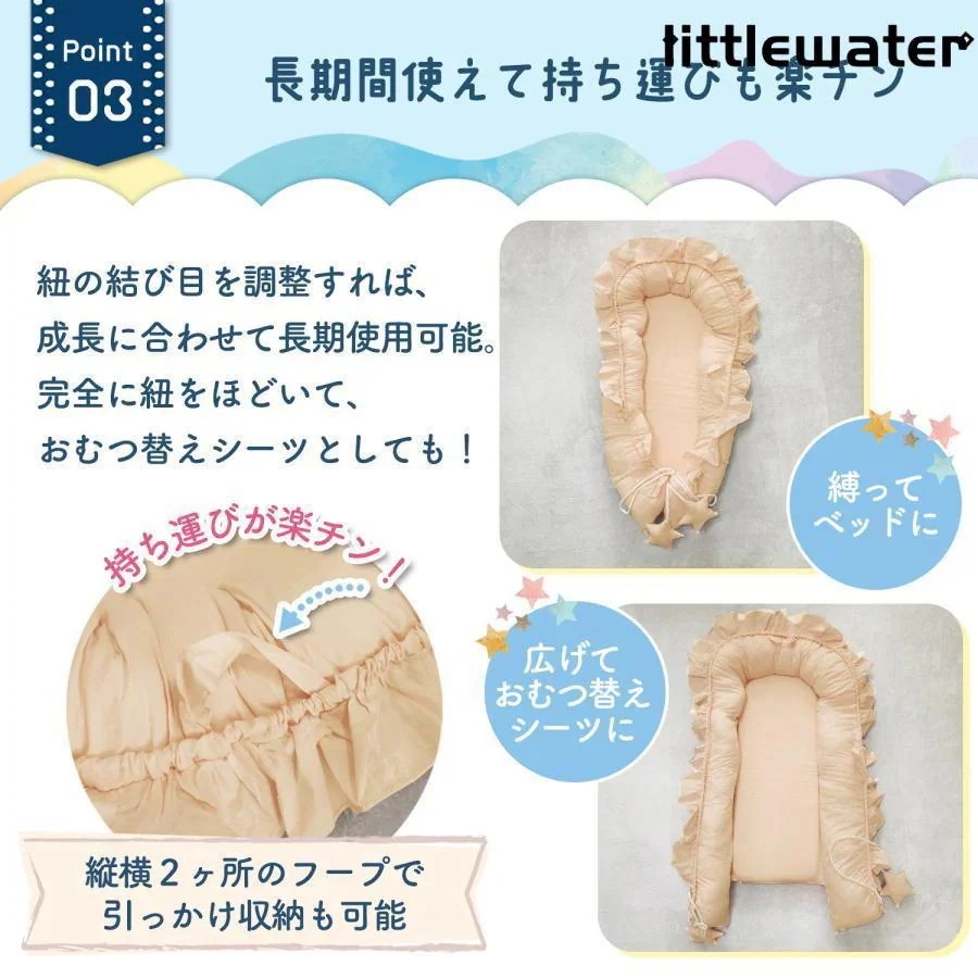 ベビーベッド 添い寝 持ち運び ミニ クッション ベッドインベッド 赤ちゃん ベッド ベビー ベビーベット ベビークッション おむつ交換台 フリル コンパクト