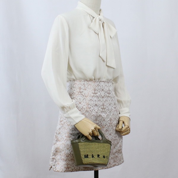 カゴバッグ 2way ハンドバッグ バスケットバッグ ロゴ BMMP0067Q0 P3860 00V25 カーキ