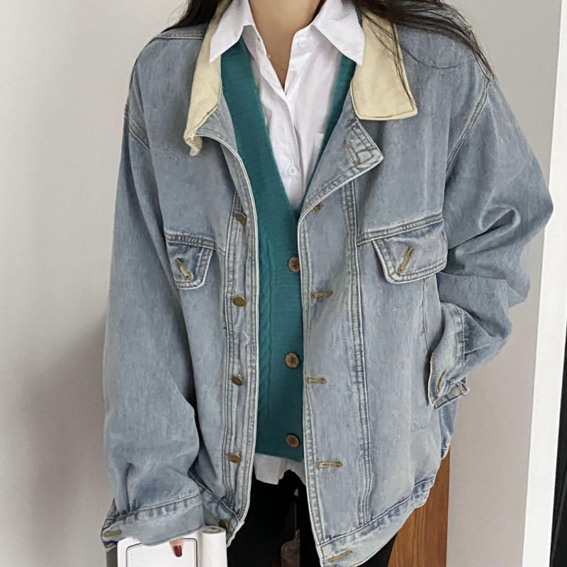 レディース アウター ジャケット デニム スタイルアップ 体系カバー ゆったり 大人カジュアル