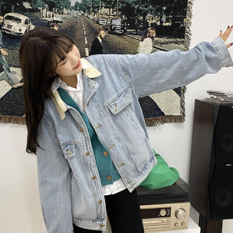 レディース アウター ジャケット デニム スタイルアップ 体系カバー ゆったり 大人カジュアル