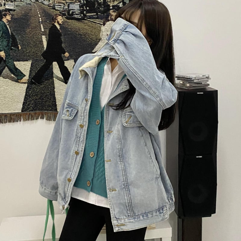 レディース アウター ジャケット デニム スタイルアップ 体系カバー ゆったり 大人カジュアル