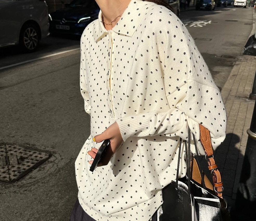 レディース トップス ニット 長袖 ドロップショルダー 襟付き ワイド 伸縮性 かわいい 大人可愛い シンプル カジュアル ドット柄 春 秋 お出かけ 旅行 休日 ショッピング 重ね着 楽ちん レディース トップス ニット 長袖 ドロップショルダー 襟付き ワイド 伸縮性 かわいい 大人可愛い シンプル カジュアル ドット柄 春 秋 お出かけ 旅行 休日 ショッピング 重ね着 楽ちん