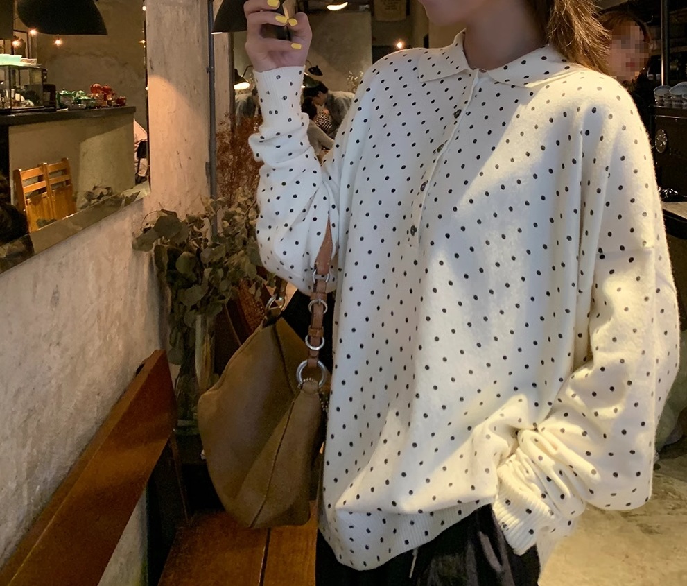 レディース トップス ニット 長袖 ドロップショルダー 襟付き ワイド 伸縮性 かわいい 大人可愛い シンプル カジュアル ドット柄 春 秋 お出かけ 旅行 休日 ショッピング 重ね着 楽ちん レディース トップス ニット 長袖 ドロップショルダー 襟付き ワイド 伸縮性 かわいい 大人可愛い シンプル カジュアル ドット柄 春 秋 お出かけ 旅行 休日 ショッピング 重ね着 楽ちん