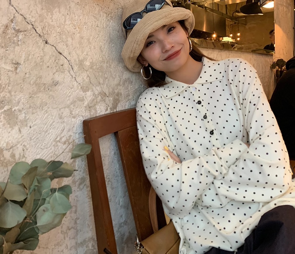 レディース トップス ニット 長袖 ドロップショルダー 襟付き ワイド 伸縮性 かわいい 大人可愛い シンプル カジュアル ドット柄 春 秋 お出かけ 旅行 休日 ショッピング 重ね着 楽ちん レディース トップス ニット 長袖 ドロップショルダー 襟付き ワイド 伸縮性 かわいい 大人可愛い シンプル カジュアル ドット柄 春 秋 お出かけ 旅行 休日 ショッピング 重ね着 楽ちん