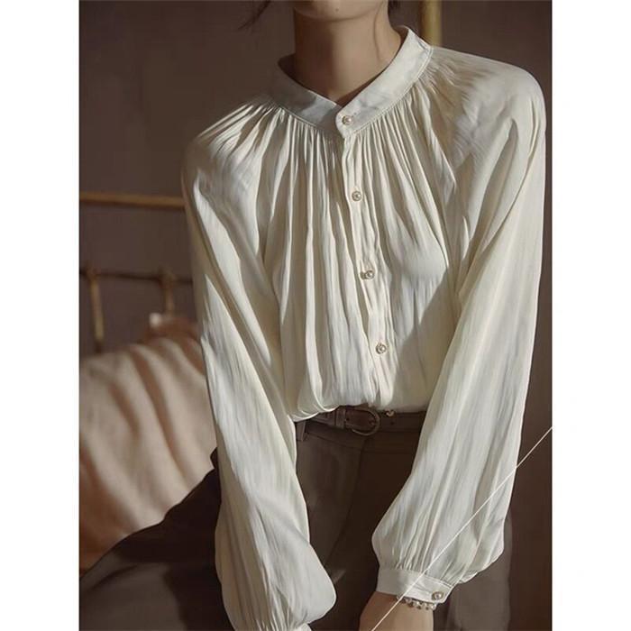 ブラウス レディース シャツ スーツインナー フォーマル オフィス シャツブラウス 長袖 レギュラー襟 森ガール 20代 30代 40代 クレリック襟 就活